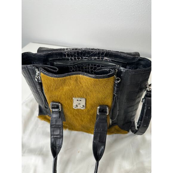 Philip Lim Pashli Crocodile Embossed Leather and Calf Hair Satchel Bag - Picture 4 of 16